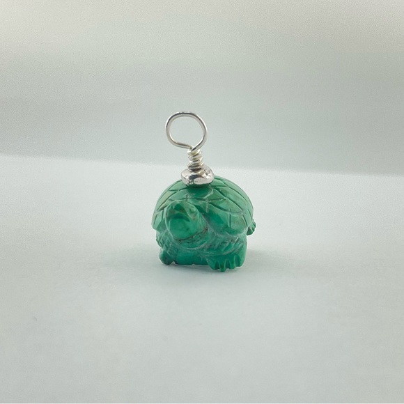 Turquoise Turtle Pendant Necklace, Handmade, Sterling Silver Rope Chain - Picture 13 of 14